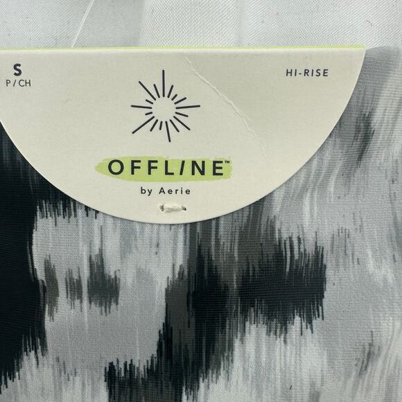 Aerie Offline 7/8 Leggings Size Small Black White Gray Hi-Rise Abstract Print - Picture 3 of 5